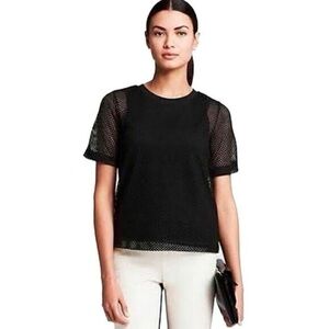 Banana Republic Black Mesh Short-Sleeve Tee